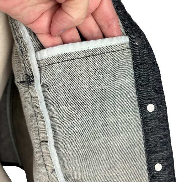 Chico’s Platinum Black Denim Distressed Jacket Black Rhinestones Size Small NEW - Picture 12 of 14